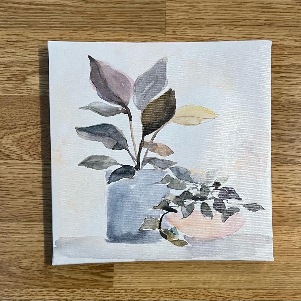 Abstract Plant Art Canvas with Neutral Tones